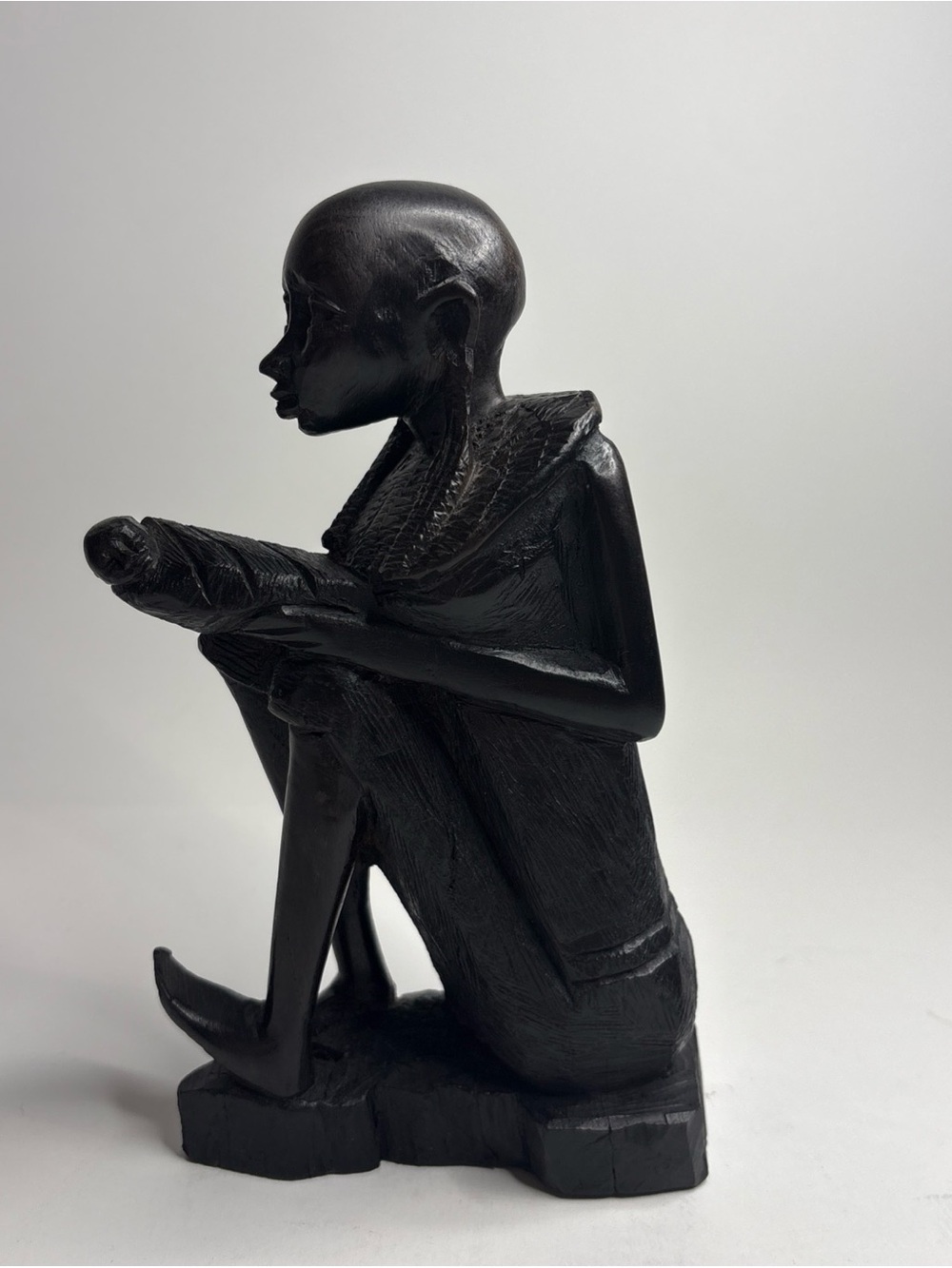 Vintage African Hand Carved Wood Sculpture 7” Tribal Folk Art woman and baby